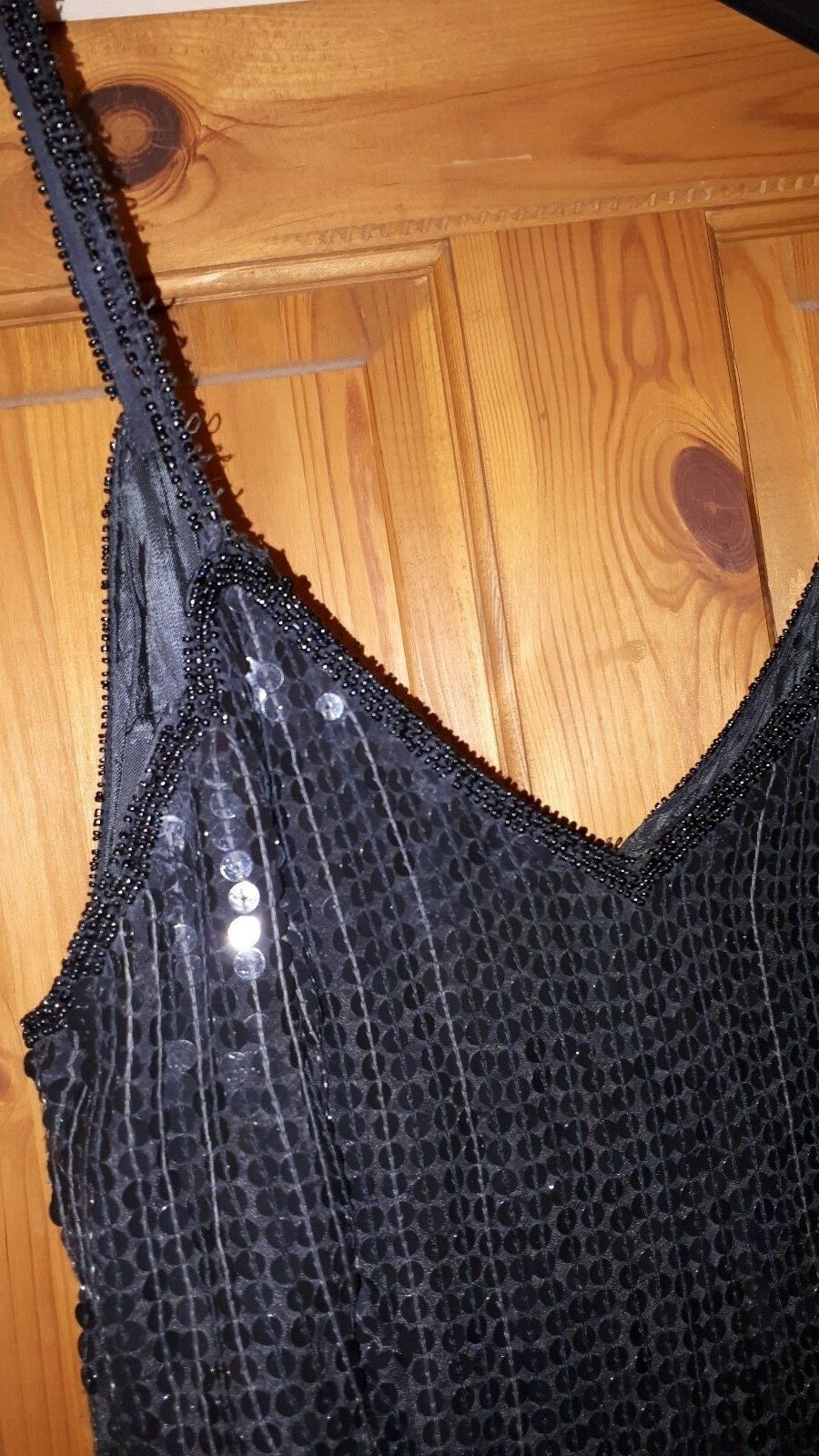 Vintage black silk sequins beads cocktail gangsters moll fancy dress evening 10 image 2