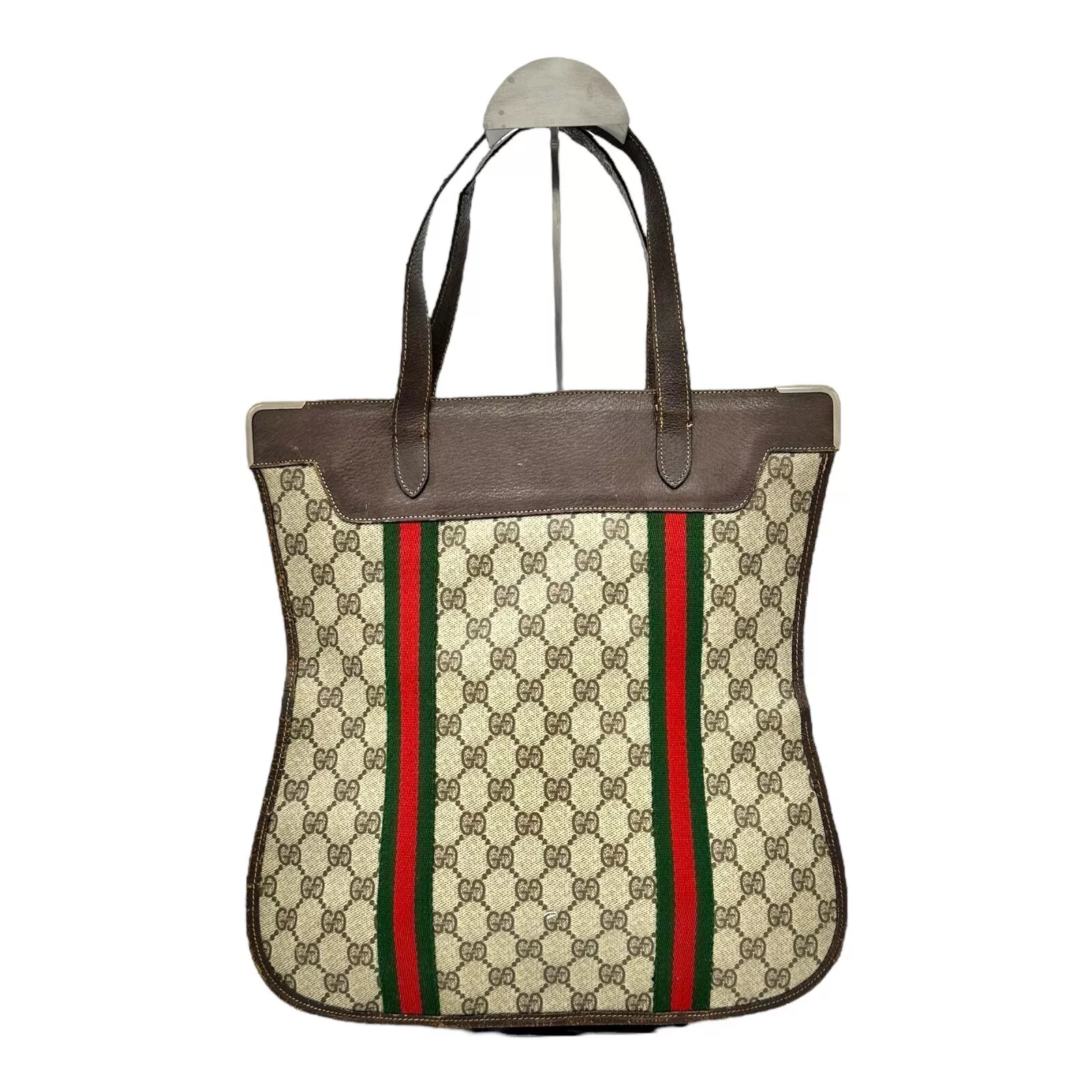 Sac fourre tout GUCCI Sherry Line vintage beige GG sac fourre tout PVC authentique