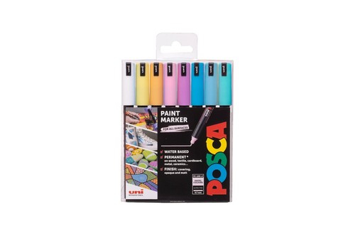 Uni Posca Paint Markers PC-1MR Ultra-Fine Set of 8 Pastel Colours - Picture 1 of 3