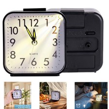 Small Travel Alarm Clock Analog Battery Operated Silent No Ticking With Light