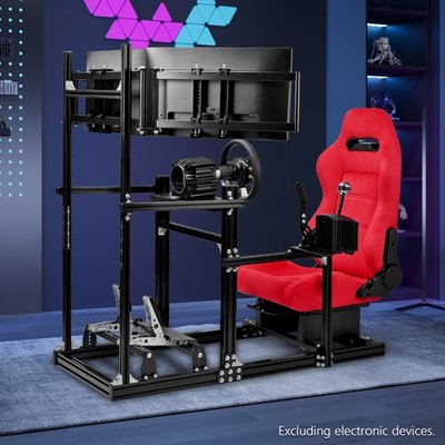 Supllueer 3060 Aluminum Alloy Racing Cockpit & Triple Monitor Stand For MOZA R5