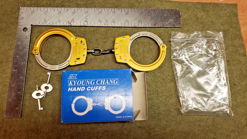 Rare Aluminum Korean Handcuffs - Kyoung Chang with Working Keys and Original Box