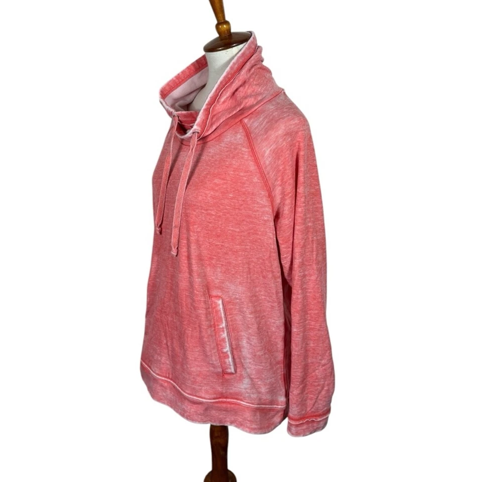 Green Tea Coral Pink Factory Distressed Dyed Super Soft Sweatshirt Size LG - Image 2 of 4