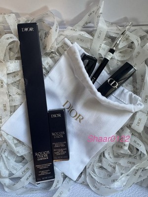 Dior Lip Liner+Rouge Dior Lipstick Travel Set w/Dior Pouch Makeup Bundle