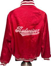 Vintage 70s Budweiser King of Beers Red Satin Jacket Size XL 46-48 Eagle - Lined