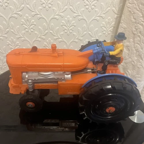 Vintage Plastic Marx Tricky Tommy Toy Tractor + Figure orange