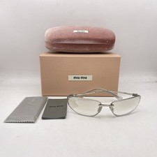 Miu Miu Womens Irregular Thin Metal Gradient Sunglasses SMUA50 Silver/Silver