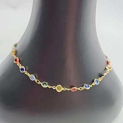 NEU En Route Infinity lange Halskette goldfarben/bunt 18K Messing vergoldet