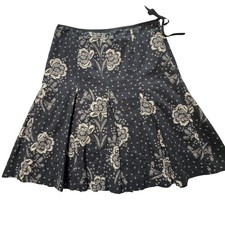 VTG Y2K J.Crew A-Line Skirt Womens 12 Black Floral A-line Cotton Preppy