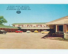 Unused Pre-1980 OLD CARS & LAKE LAND MOTEL Port Clinton Ohio OH 60k cards n9758@
