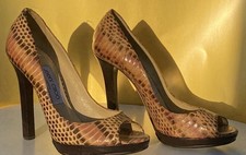 Jimmy Choo Snakeskin Beige/brown Heels SZ36.5/US6.0 Excellent Condition Italy