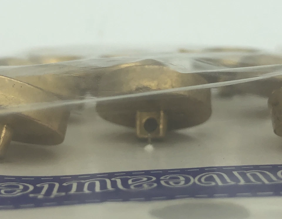 Vintage Nouveaute Set of 8 Round Buttons Gold Rings around Pearly Centers Shank - Image 2 of 4