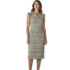 St John French Tweed Knit Eyelash Midi Dress Size 14 Multicolor Luxury NWT