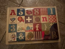 B. Two Four Blocks Numbers  Letters 24 Multicolor Wood Blocks Kid Toy With Tray