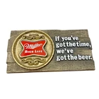 VTG Miller High Life Beer Sign Wall Plaque Faux Wood 20x10 Bar Decor