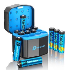 Rechargeable Lithium AA Batteries 12-Pack with 12-Slot Charger, 3600mWh 1.5V ...