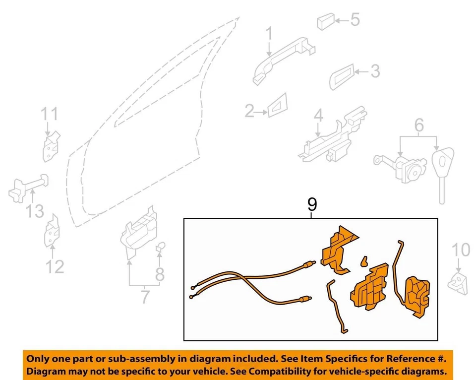Actuador de bloqueo de puerta de pasajero delantero derecho Subaru Impreza 2008-2009 OEM Foto 3 de 4