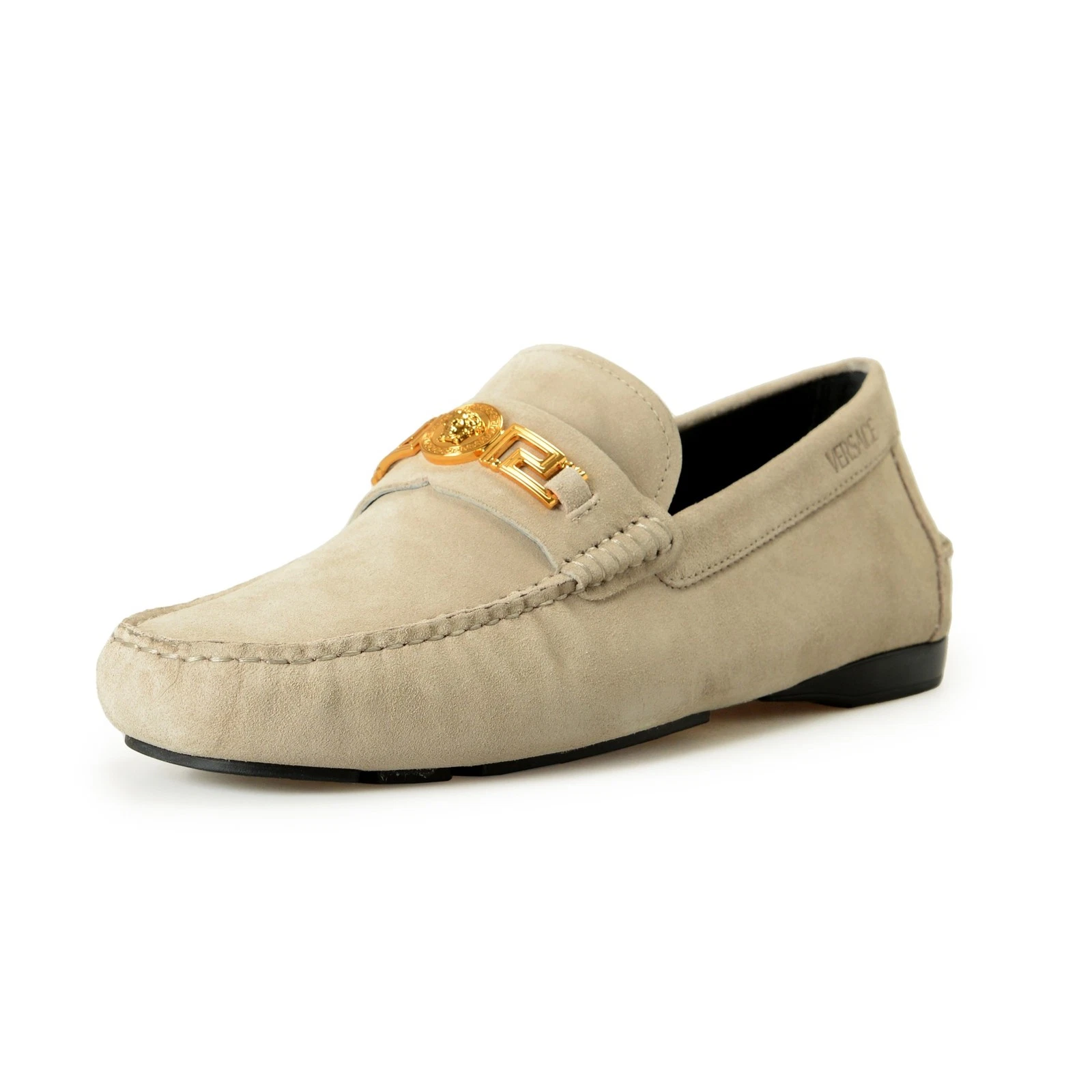 Versace — Versace Men's 100% Suede Leather Gold Medusa Driver Loafers Shoes US 10 IT 43