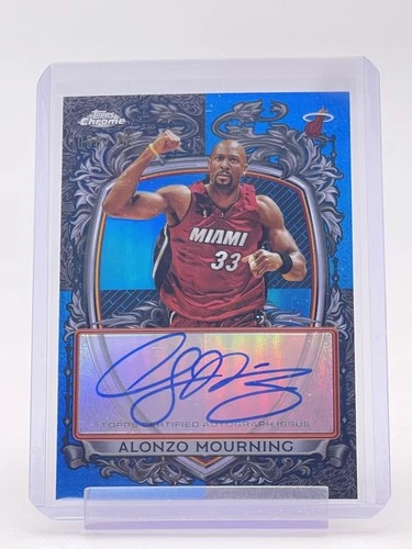ALONZO MOURNING 2025-26 TOPPS CHROME SIGNATURE STYLE AUTO BLUE /150 HEAT Q3893