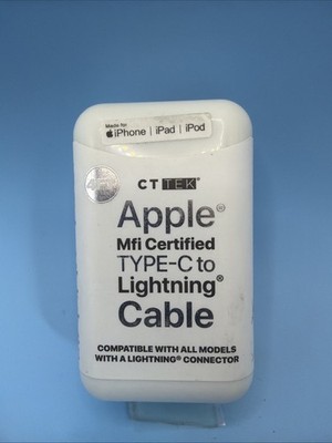 CT Tek Type-C To Lightning Cable Fast Charge Braided 4 Ft MFi Certified