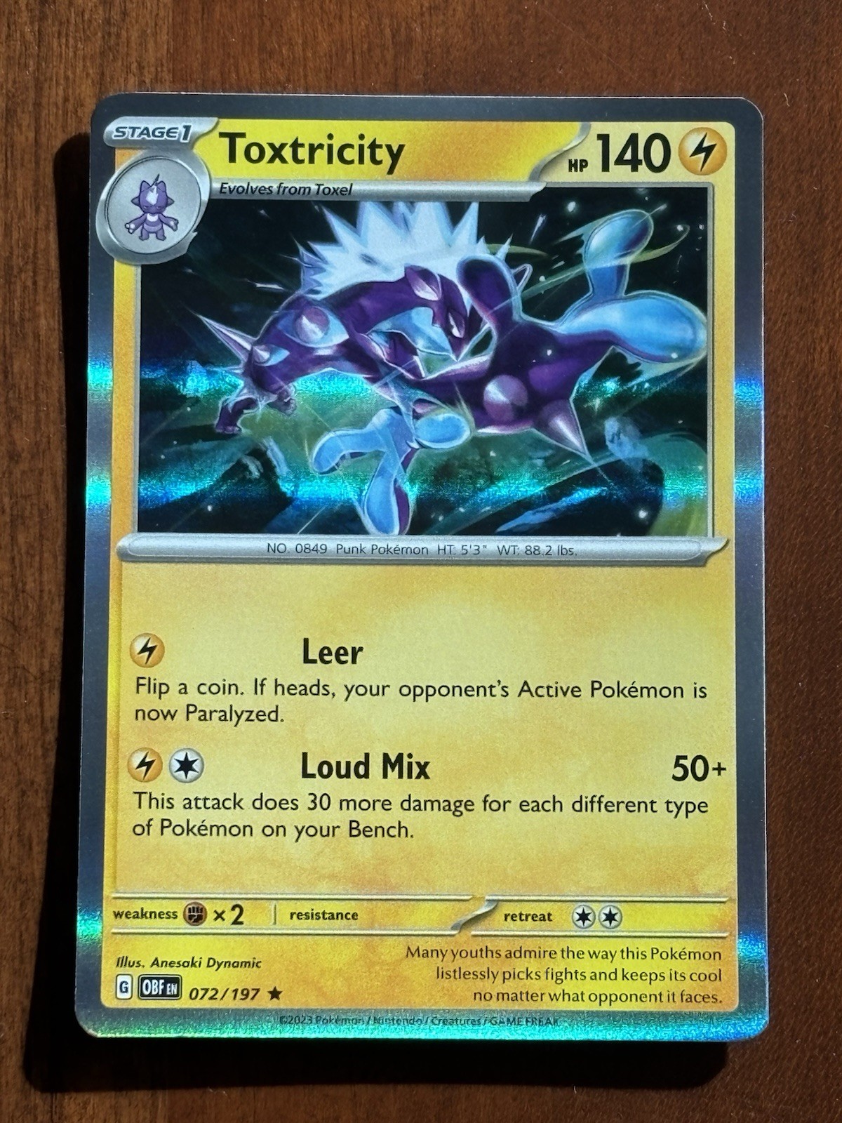 Toxtricity - 072/197 - Holo Rare - Near Mint Pokemon Card