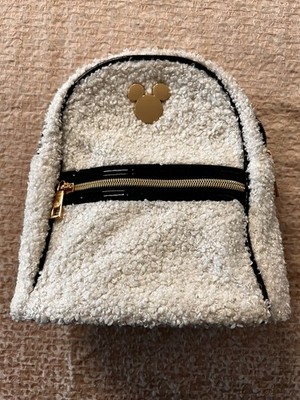 New Disney Bioworld Mickey Mouse 9  Sherpa off white Mini Backpack (no tags) 