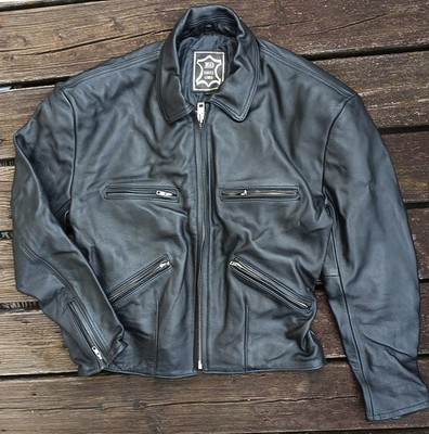 Lederjacke M schweres Leder Vintagejacke Motorradjacke Cafe Racer Bikerjacke