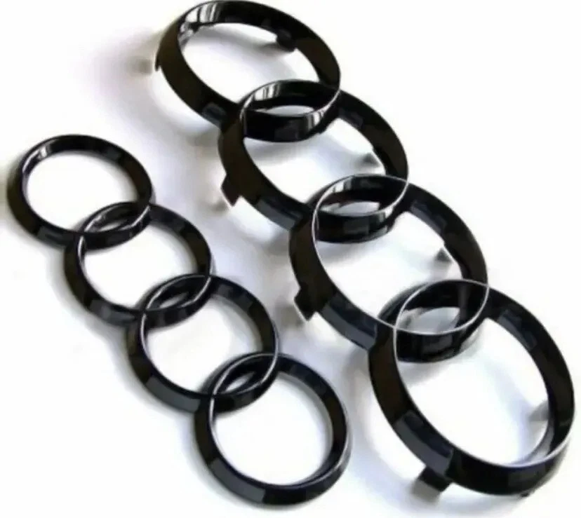 2x Audi glänzend schwarz vorne hinten Ringe Emblem Grill 273mm + 192mm A1 A3 A4 - Bild 2 von 4