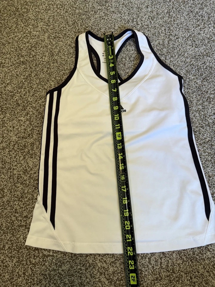 Adidas Y2K Athletic Racerback Tank V Neck White Black Stripes Size Small - Image 4 of 4