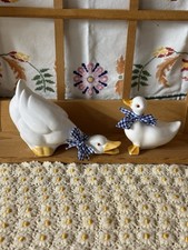 Vintage 80s 90s Set Of 2 Ceramic Goose Duck B...