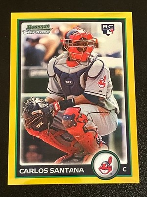 2010 Bowman Chrome CARLOS SANTANA Gold Refractor RC - Indians Guardians