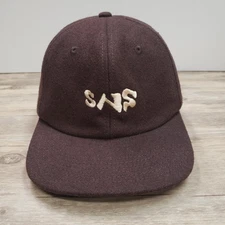 SNS Hat Cap Strap Back Brown Wool Blend Embroidered Logo Mens Streetwear