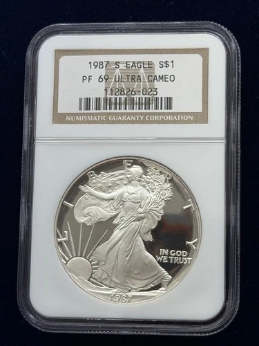 1989 "S" PROOF NGC PF69 Ultra Cameo American Silver Eagle “Old Brown Label”