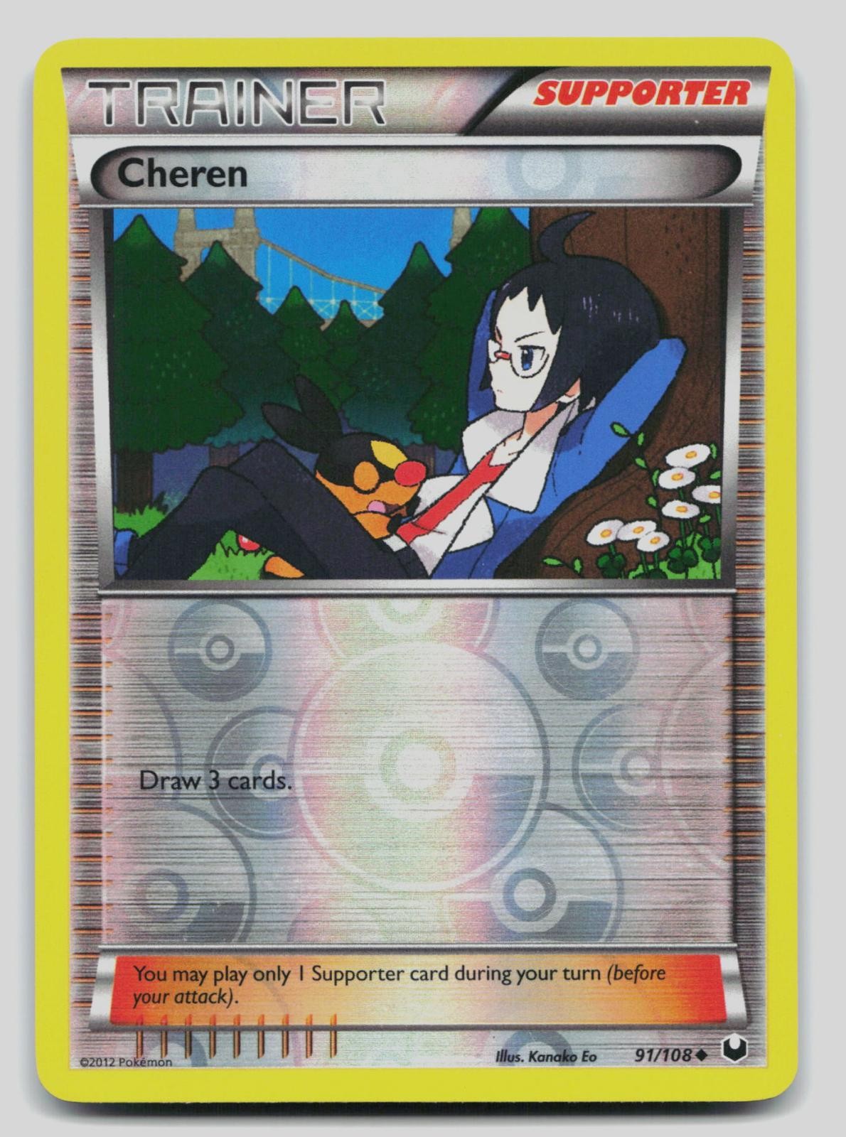 Cheren 91/108 Uncommon Dark Explorers Pokemon Reverse Holo Lightly Played