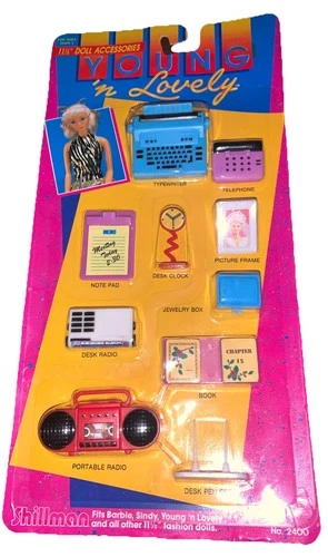 Vintage 1987 Shillman Young 'n Lovely 11½" Doll Accessories-typewriter Radio Etc