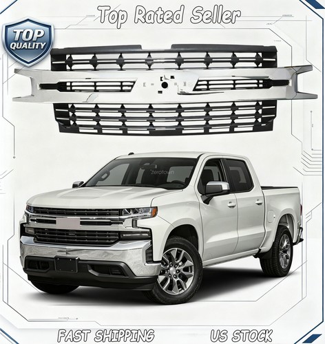 For 2019 2020 2021 Chevy Silverado 1500 Chrome Front Bumper Grill Grille 8449330