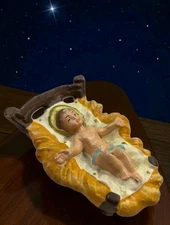 Vintage Nativity Baby Jesus Paper Mache' Replacement Piece Christmas Figure