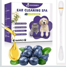 VVHOMIFE 2-in-1 Pet Ear Cleaning Liquid Swabs - Cat  Dog 160 Pcs.B4