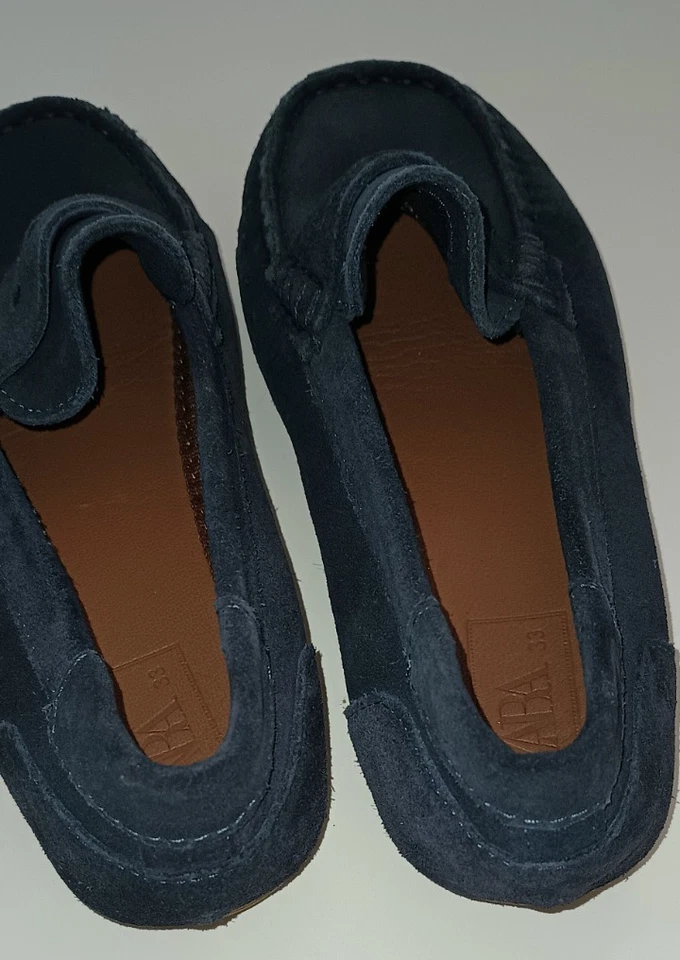 Zara Navy Blue Suede Slip On Loafer Kids Shoes Size 1-2 European 33 - Image 4 of 4