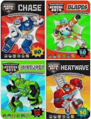 NEW SET x 4 TRANSFORMERS activity books CHASE BLADE HEATWAVE BOULDER