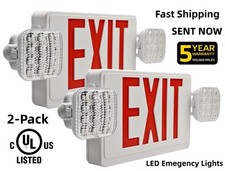 UL Listed Led 2 Packs Led Green Exit Sign with Battery Backup Combo Exit Lights.