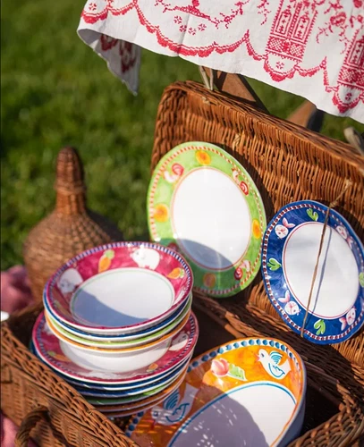 Mixed Set of 6 VIETRI CAMPAGNA Melamine Pasta Bowls Gallina, Porco, Uccello NWT