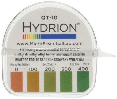 Micro Essential Laboratory QT10 HYDRION Quat 2Chain Sanitizer Test Paper Roll...