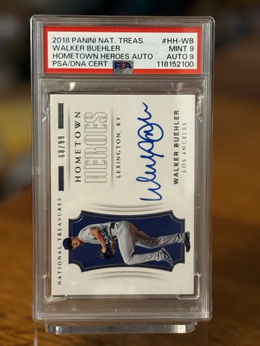 2018 Panini National Treasures Hometown Heroes Walker Buehler Auto PSA 9
