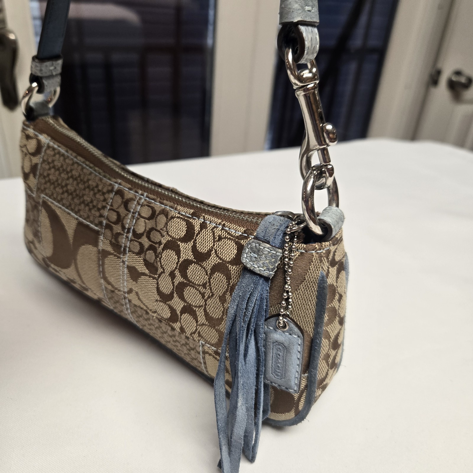 Vintage Coach 3693 Patchwork Python Trim Mini Sho… - image 8