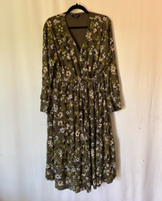 Madewell Dress XXL Petite Green Floral Boho Aline Tiered Midi Vneck