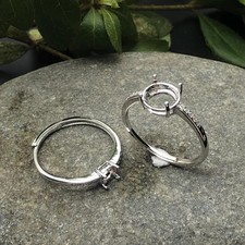 925 Sterling Silver CZ Round Semi Mount Prong Set Ring 8mm Blank Jewelry