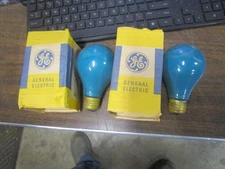2 Vintage NOS GE Green 40 Watt A-19 Medium Base Light Bulbs