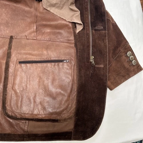 GIMO'S MENSWEAR Suede XL Jacket Brown Leather Utility Safari Field Blazer Italy image 21
