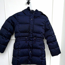 Gap Kids Navy Hooded Puffer Coat Full Zip Pockets Size S 6-7